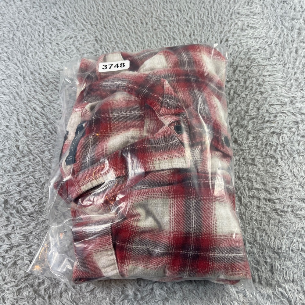 Lucky Brand Mens XL Classic Fit Red White Plaid Flannel Button Down Shirt Cotton - Picture 9 of 9
